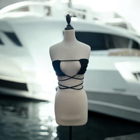 Celebrity Collection by Hera Black Strappy Swim Bandeau Top - Picture 3 of 6